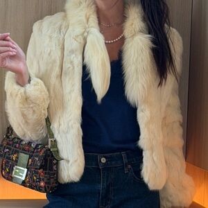 Vintage Ivory Rabbit Fur Jacket